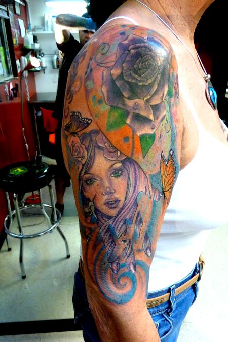Tattoos - colorful half sleeve - 87382